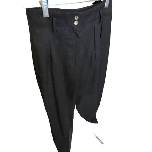 Harris Wallace Black Wool Double Breasted Blazer Pleated High Waist Pants Suit - Picture 6 of 11